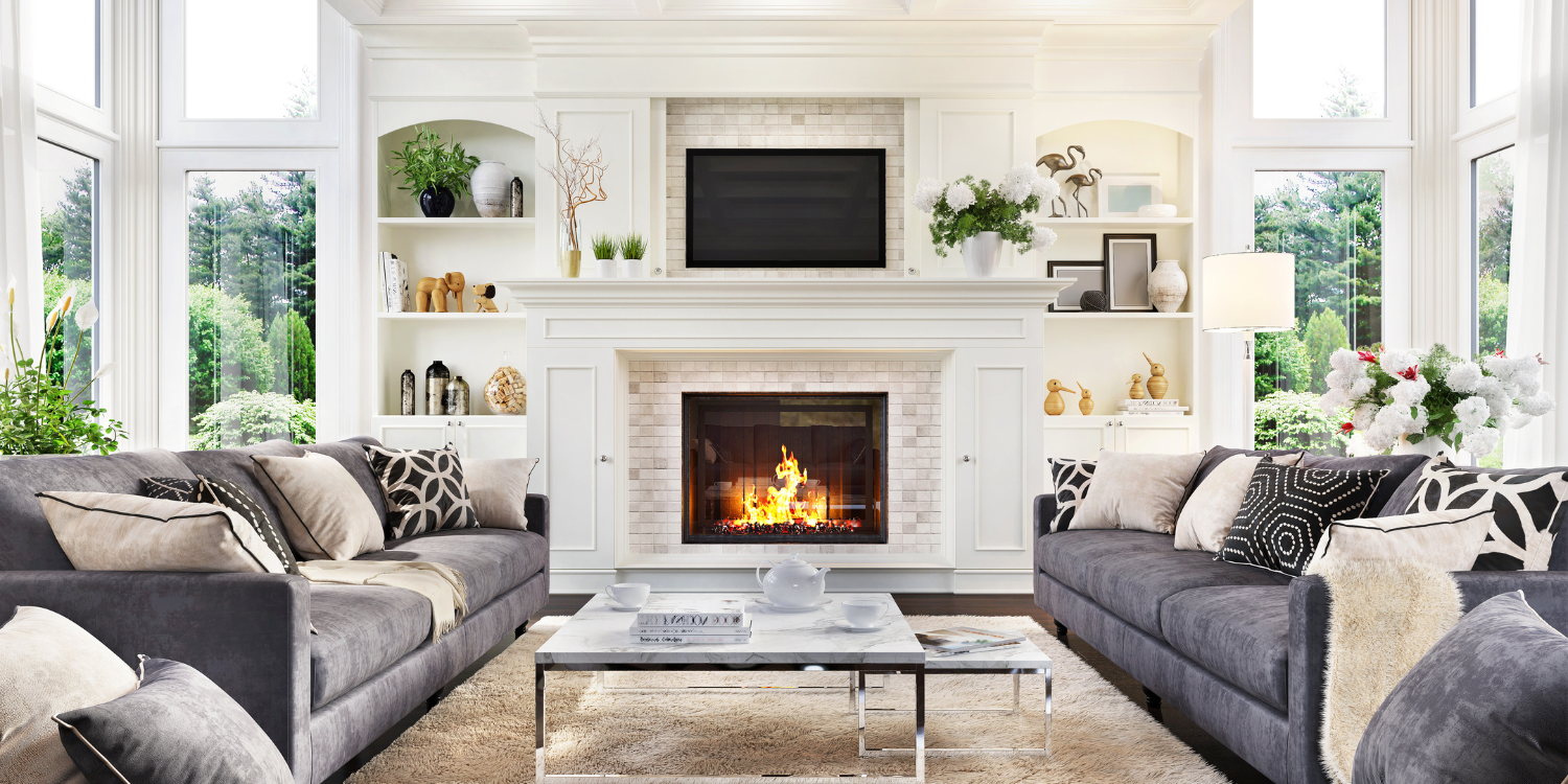 Beautiful fireplace in modern living room - 4 Steps to Baby-Proof A Fireplace